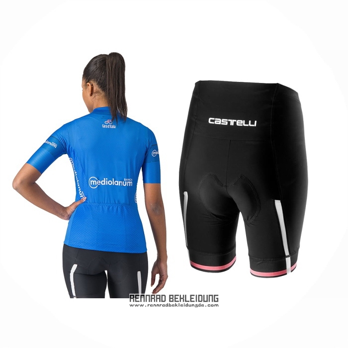 2024 Fahrradbekleidung Frau Giro D'italia Blau Trikot Kurzarm Und Tragerhose